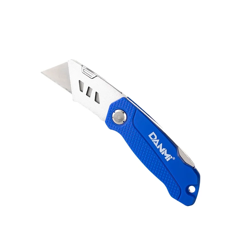 Foldable knife High quality office standard blue 18mm sliding blade soft grip Paper cutter knife Convenient handle
