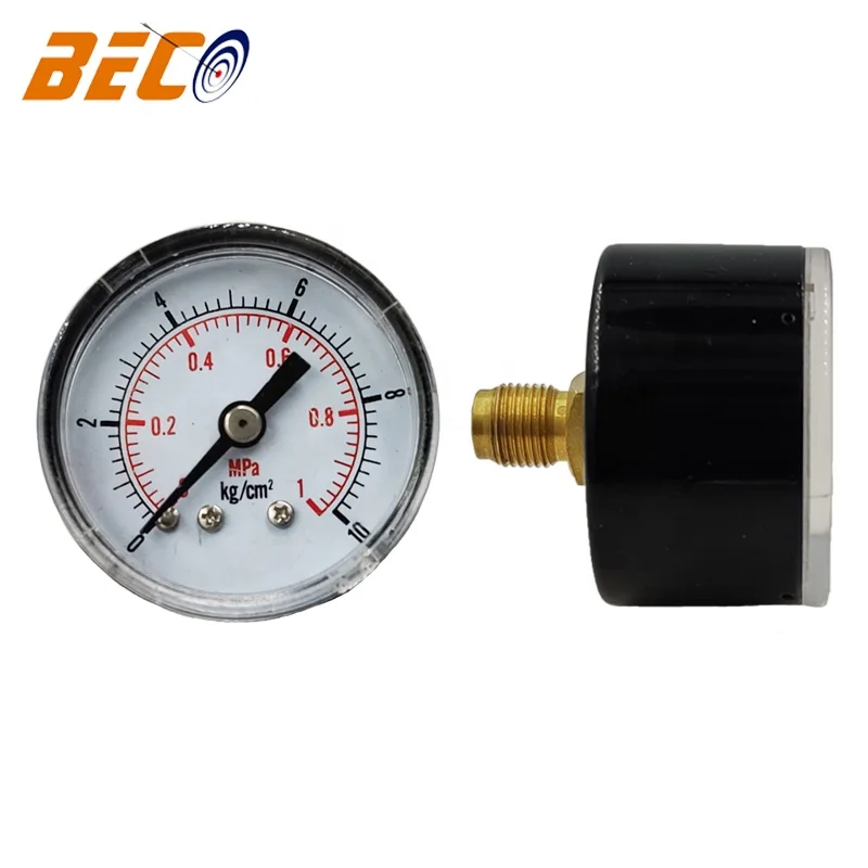Beco Plastic Lens pressure gauge 10Bar KL.1.6 Water Filter Pressure Gauge low price plastic case 1Mpa pressure gauge