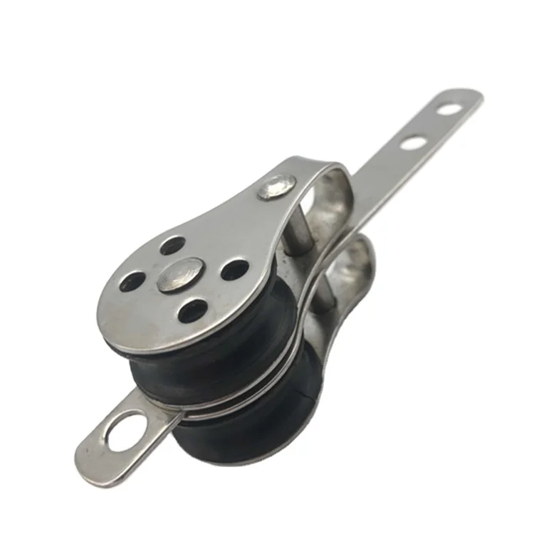 Stainless Steel Nylon Pulley Sailboat Double Pulley Boat Small Rope Pulley