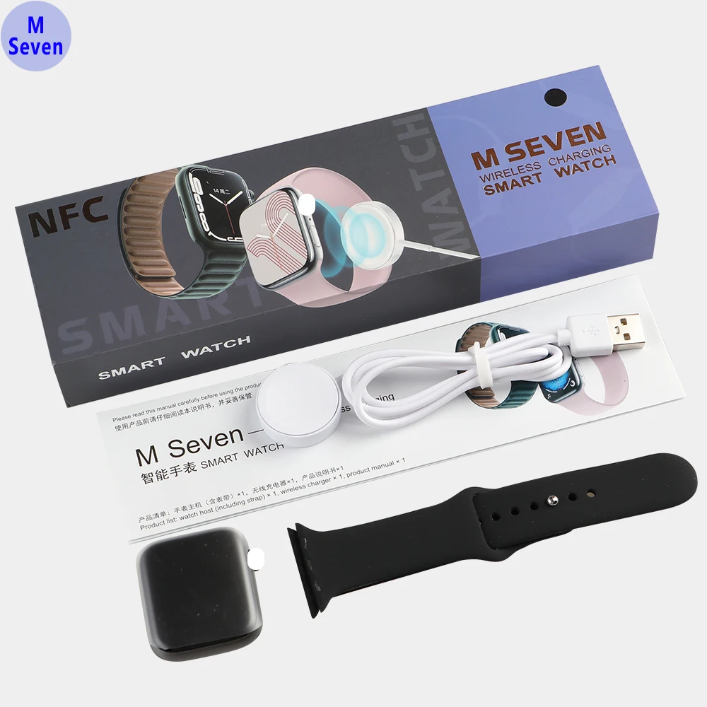 Free Shipping Blood Oxygen Heart Rate Tracking IP68 Waterpoof Smart Watch M Seven Black