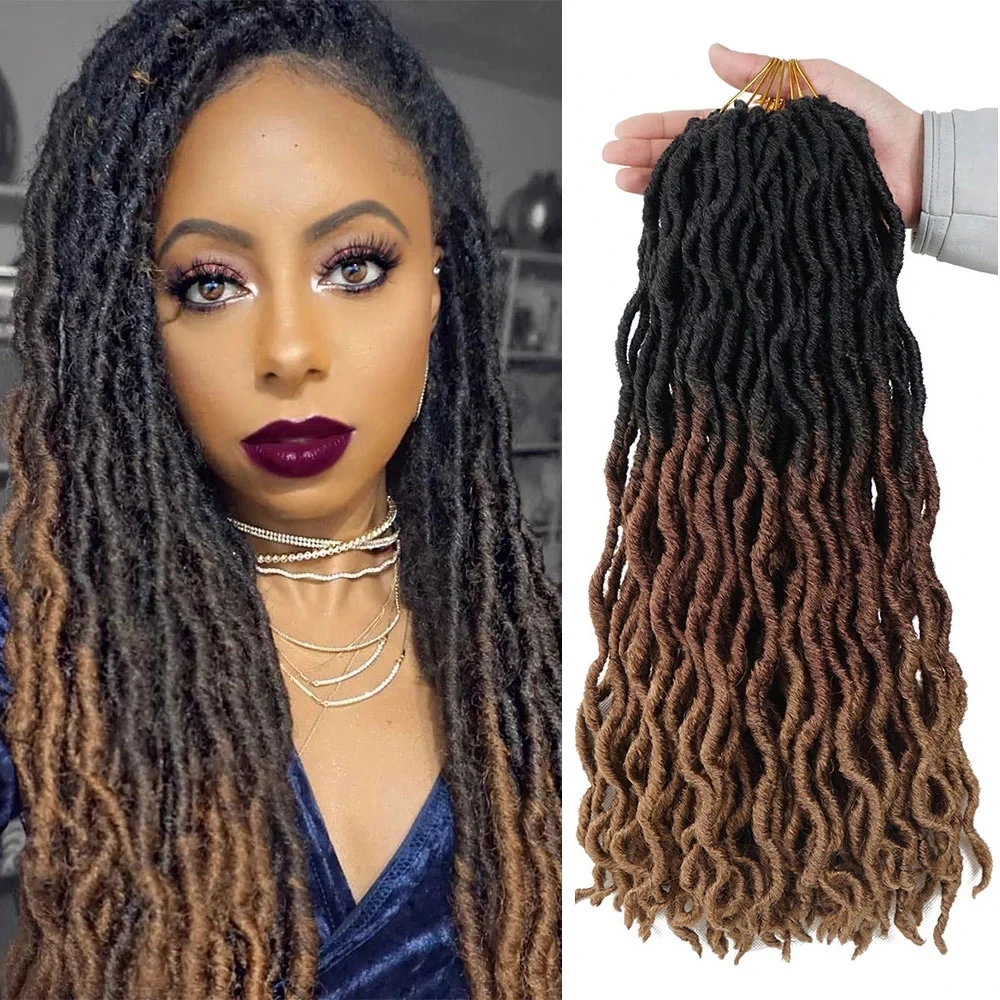 Wholesale 18inch ombre synthetic crochet braid soft for black women boho wave wavy goddess dread faux gypsy locs