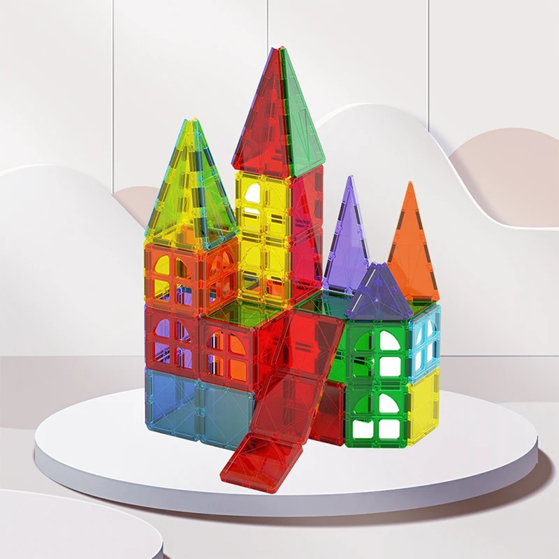 Toddler Kids Educational Toys Tiles 3D DIY Magnet Blocks Set Clear Magnetic Building Block Tiles For Children
