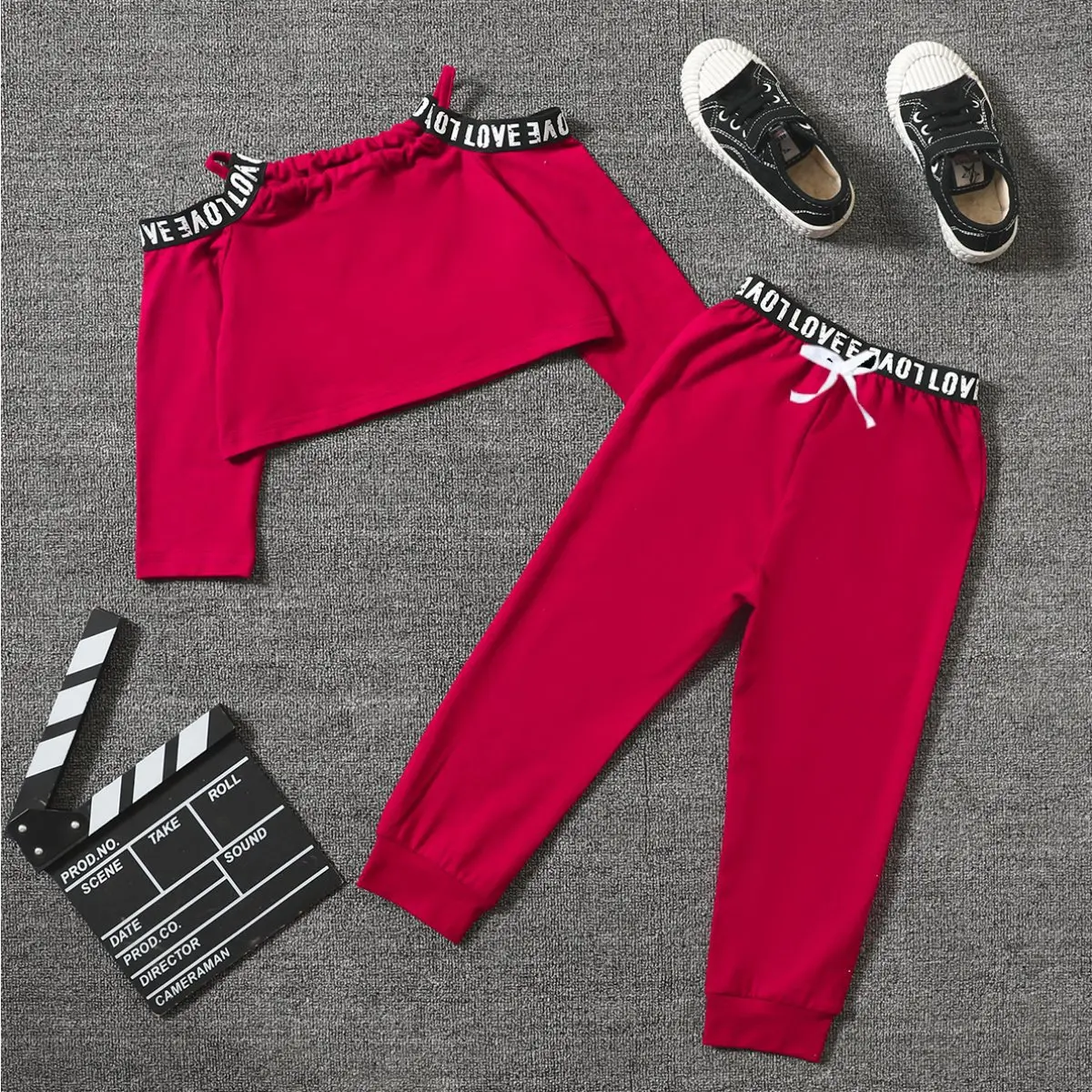 
Winter Girl Children Wholesale Clothing Casual Letter Print Kids Jogger Sets Long Sleeve Crop Top Pant 2 Pieces Baby Girl Suit 