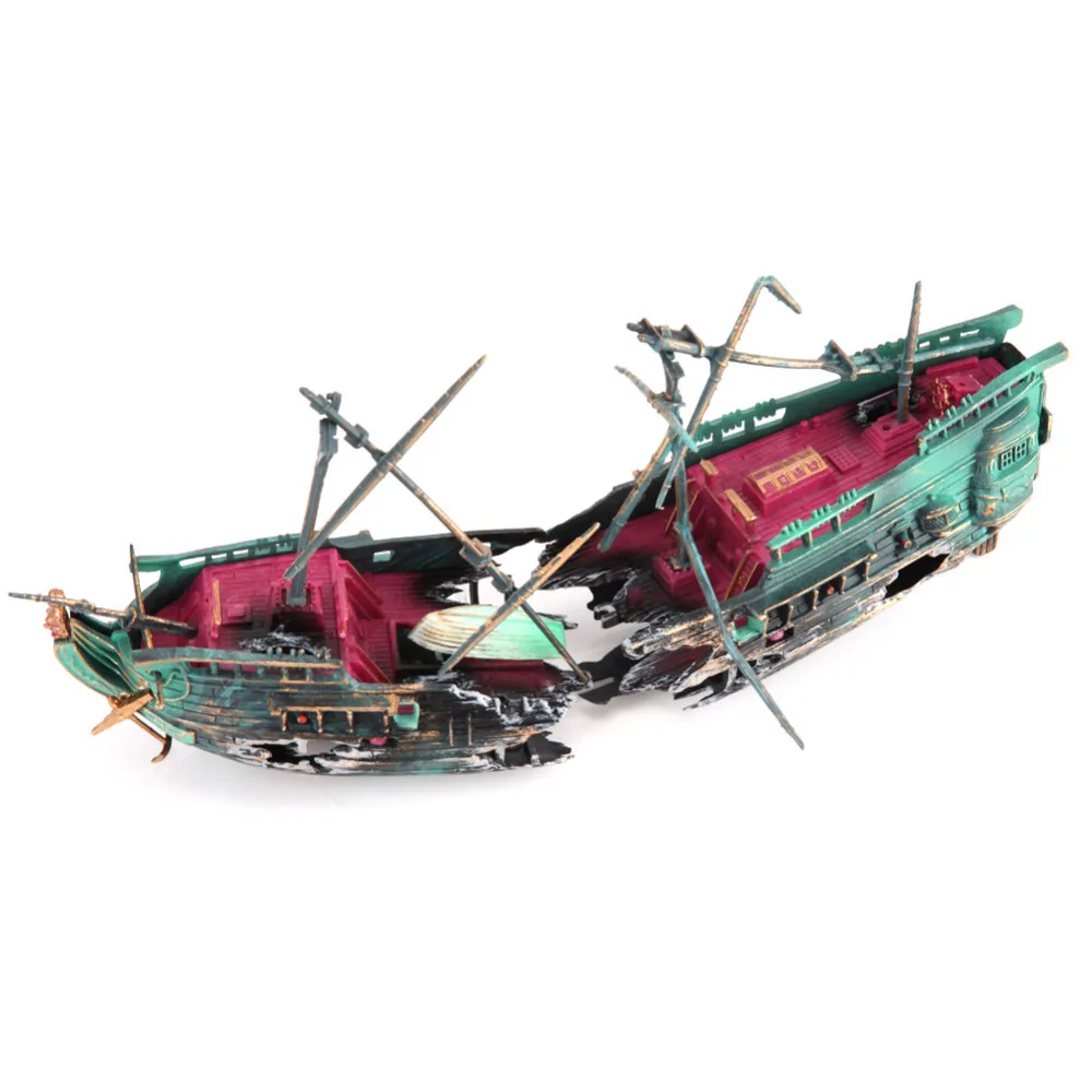 Aquarium Decor Simulated Shipwreck Beautification Resin Aquarium Fish Tank Decorations