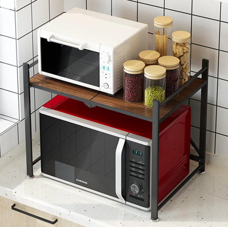 Adjustable Stainless Steel Kitchen Storage Rack Stand Telescopic Kitchen Microwave Oven Shelf