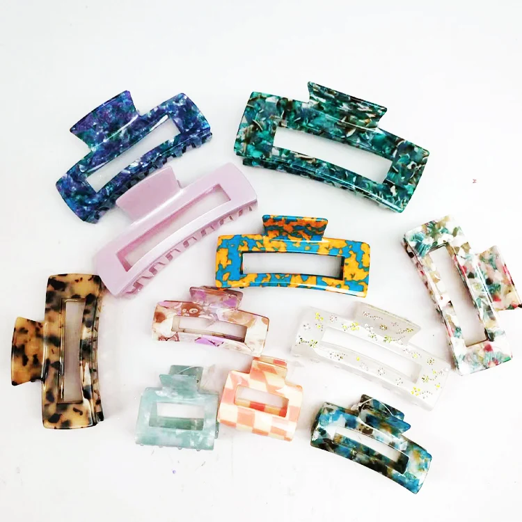 CANYUAN Industry and trade integrated exquisite square hollow acetate hair claws personalized custom size claw clip