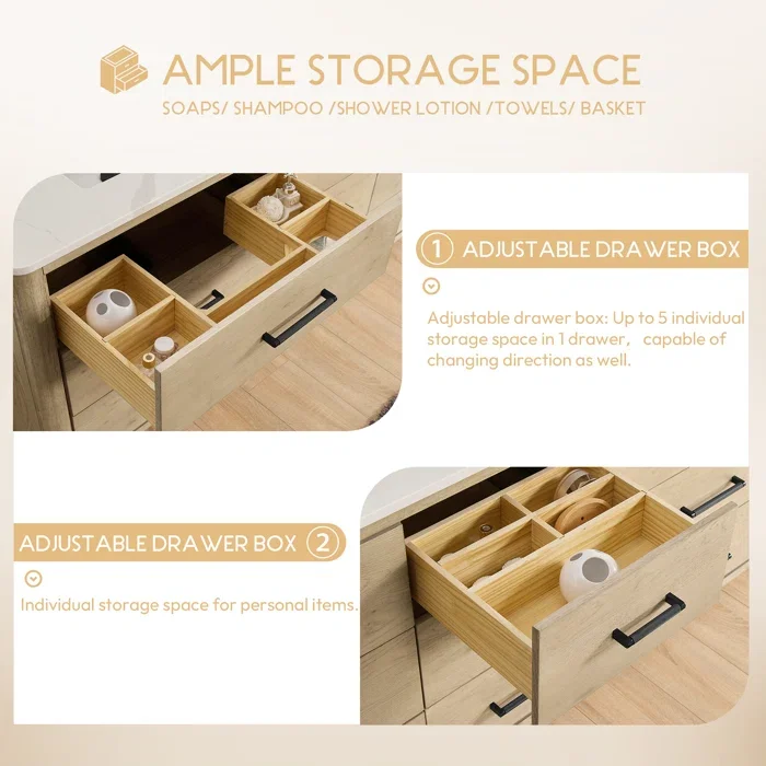 Homedee Vietnam 84 inch Natural Wood Pattern on Solid Wood Plywood Bathroom Cabinet