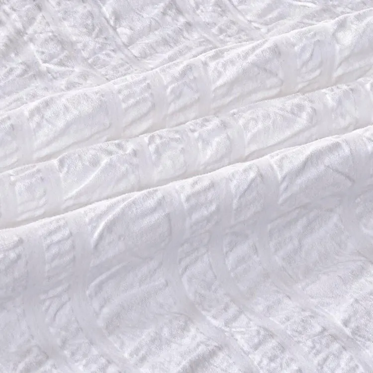 Polyester cotton solid white seersucker duvet cover bedding set