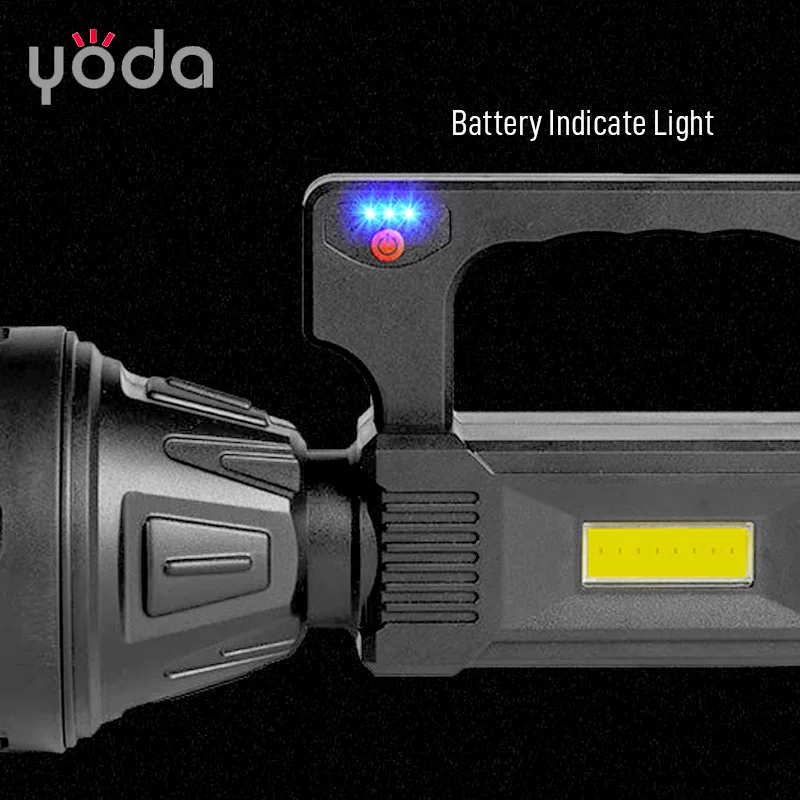 ABS PS 50 meters range USB rechargeable cheap plastic cob led searchlight