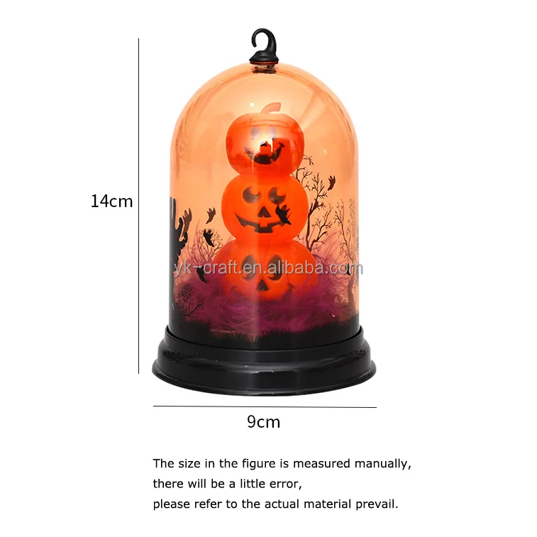 Wholesale Halloween Bell Jar Lamp Decoration Scary Halloween Bell Jar With Led Lights Pumpkin Skull Cat Candle Lantern