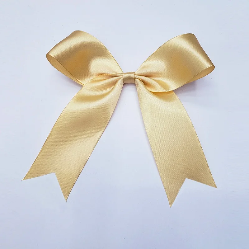 Customized Made Good Price Ribbon Print Gift Bow Tie Design Gold Satin Ribbon Bows For Gift Box