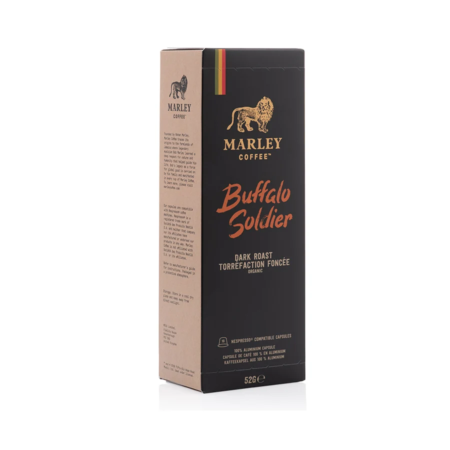 Hot Selling Buffalo Soldier Dark Roast Nespresso Compatible Coffee Capsules Marley Coffee 10 x 7g Capsules