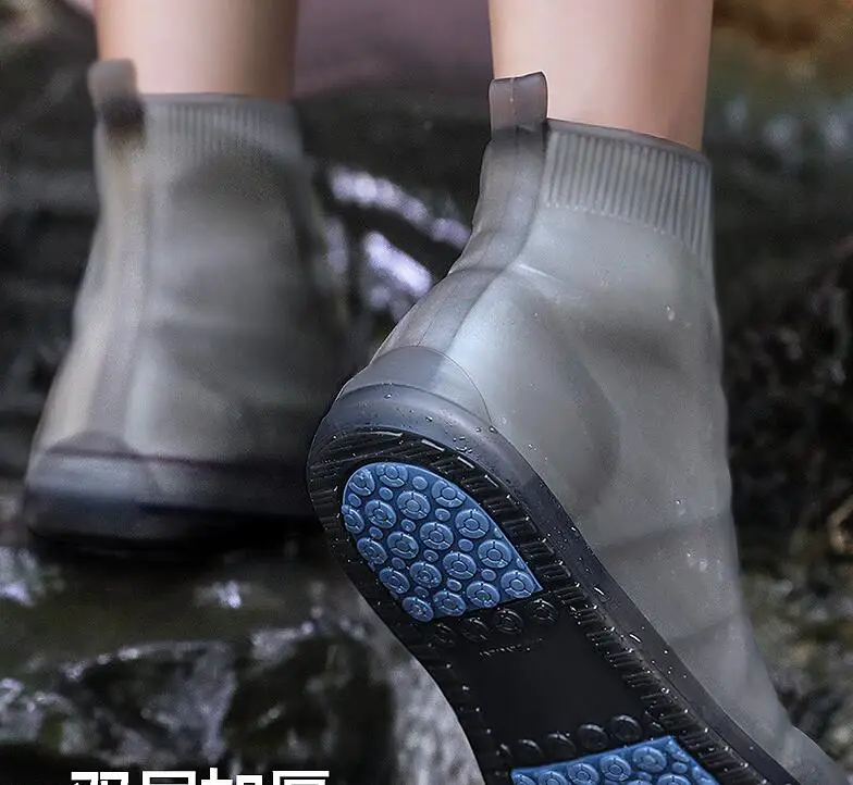 Unisex Silicone TPE Rain Boots Covers Non-Slip Washable Protection Waterproof Shoe Covers for Women Ladies Men