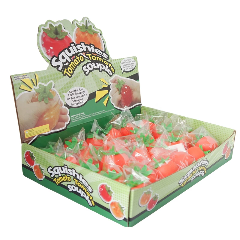 Release Stress Squeeze Toy Tomato Shape Toy Simulation Tomatoes Fruit Vegetable Squishy Toy