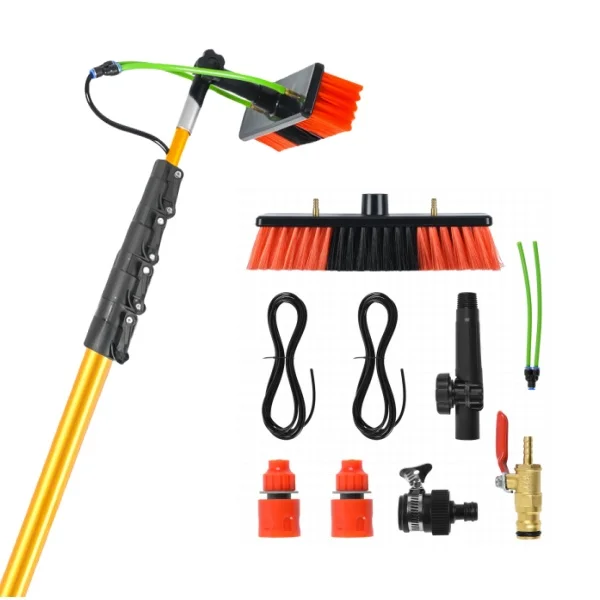Long Handle Cleaning Brush Water Fed Window Cleaning Pole  For Cleaning Window Solar Panels With 2 Hole 30 Cm Water Inlet Brush