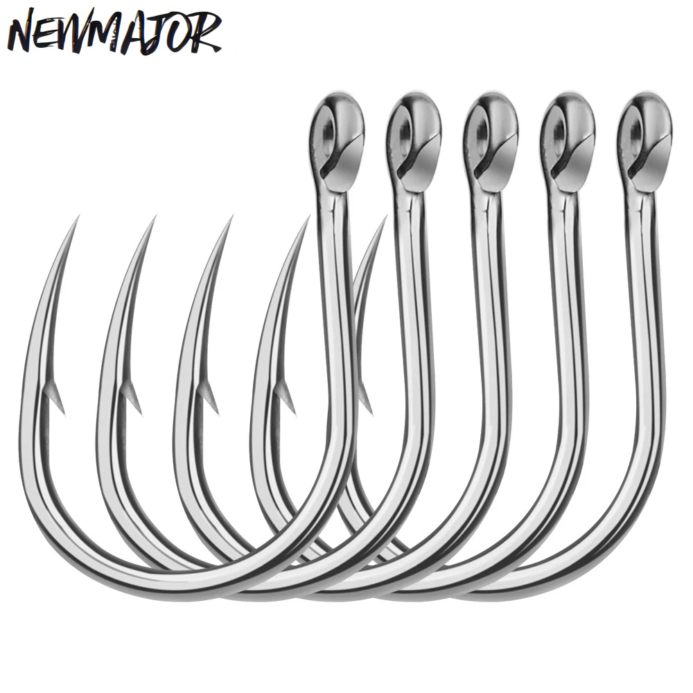 NEWMAJOR SJ43 High-Carbon Stainless Steel Barbed Fishing Hooks JIGGING Model 1/0#-13/0# Saltwater Fishing Hooks