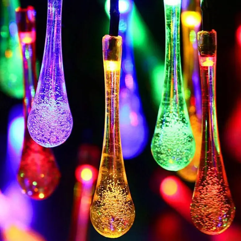 Solar Powered Outdoor String Lights 30 Led Water Drop Solar String Fairy Waterproof Lights Christmas Lights Solar String