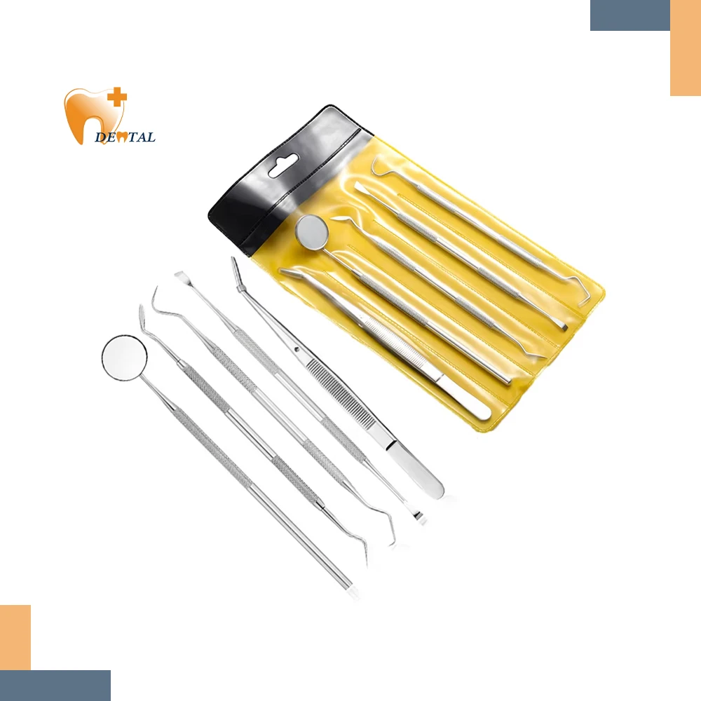 5 Pcs Stainless Steel Dental Teeth Kit Cleaning Tools Scraper Teeth Pick Hygiene with Dental Mirror cleaning teeth tools