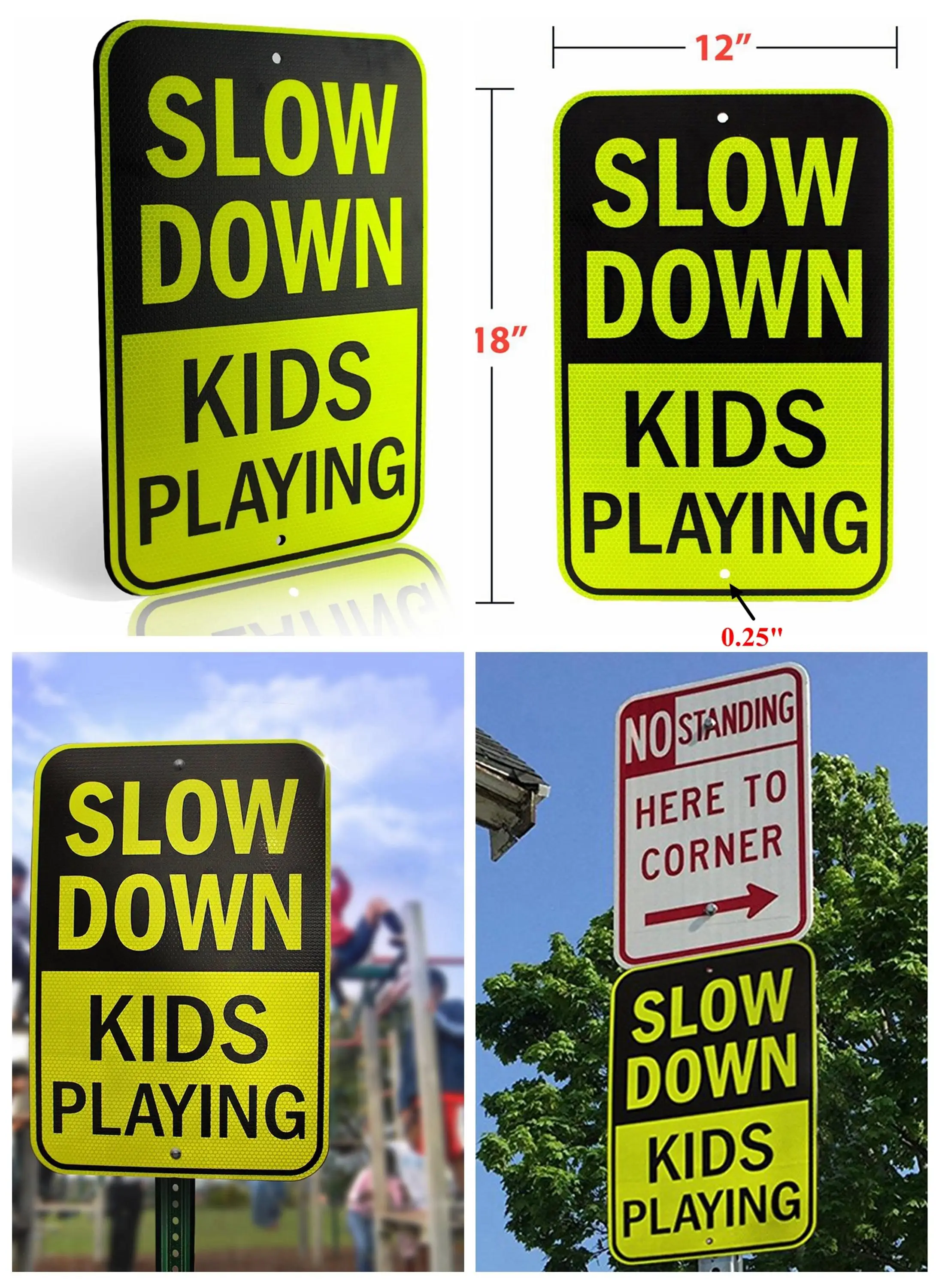 Please slow down reflective aluminum metal traffic road safety warning sign board signage