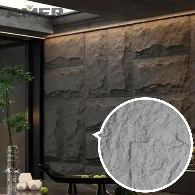 Amer 1200*600mm factory pu mushroom moulding material material wall outdoor stone marble sheet wall panel