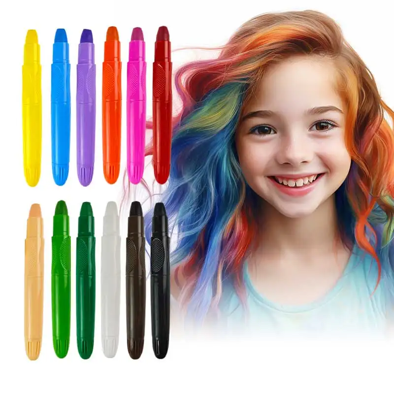 12/24 Colors Christmas Birthday Party Gift Harmless Hair Chalk Dye Pen Crayons Stick Set For Children