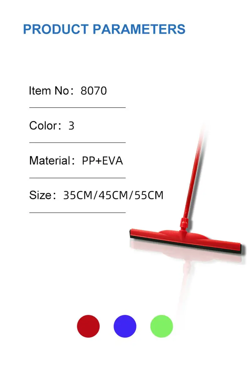 2022 New Arrival Matte Black Rubber Floor Squeegee Plastic Floor Wipers Dual Blade Eva Foam Floor Cleaning Squeegee