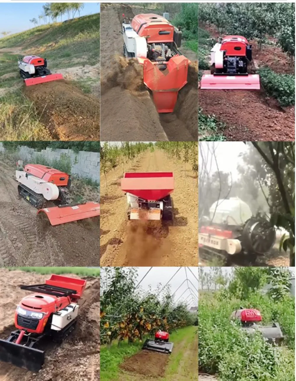 35HP remote control crawler tractor multifunction with Rotary Tiller Bulldozer Plowshare for orchard greenhouse Hill Dry land