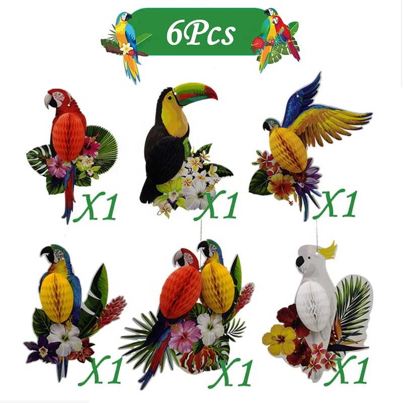 EASTTERN Hawaiian Tropical Bird Honeycomb Hanging Party Decorations, Summer Party ,Room Decoration and Venue Layout Supplies