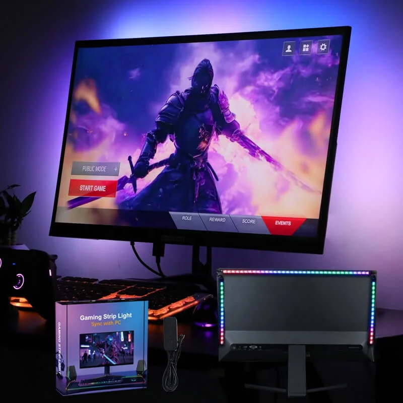 Immersive PC 5V LED Gaming Lighting Color Music Sync RGBIC LED ARGB Backlight for PC 24 - 34 Inch Screen