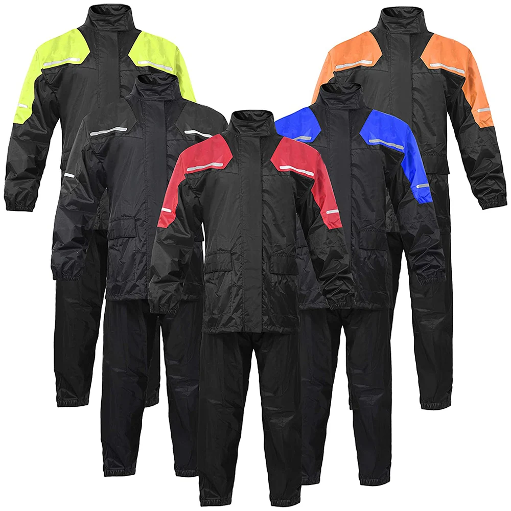 All-Season Riding Motorbike Waterproof Adult Raincoat With Reflective Rain Jacket And Rain Pants Motorcycle Accessories Raincoat