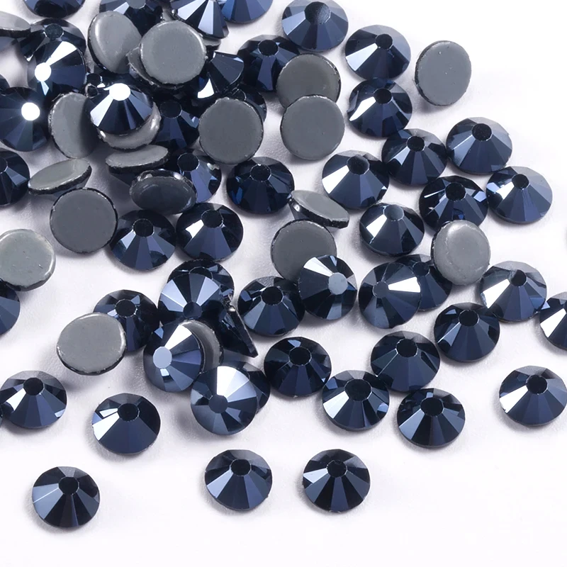 QIAO High Quality Iron on Crystal Rhinestone Shiny Black AB Rhinestones Flat Back Hot Fix  Glass For  Garment Wedding Dress