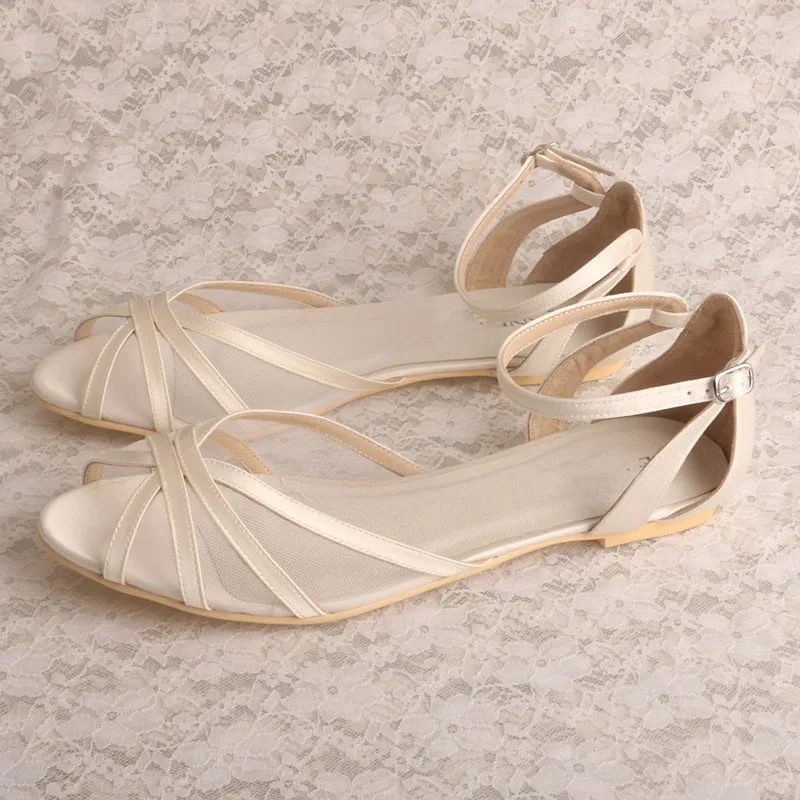 (23 Colors) Ivory White Flats for Women Wedding