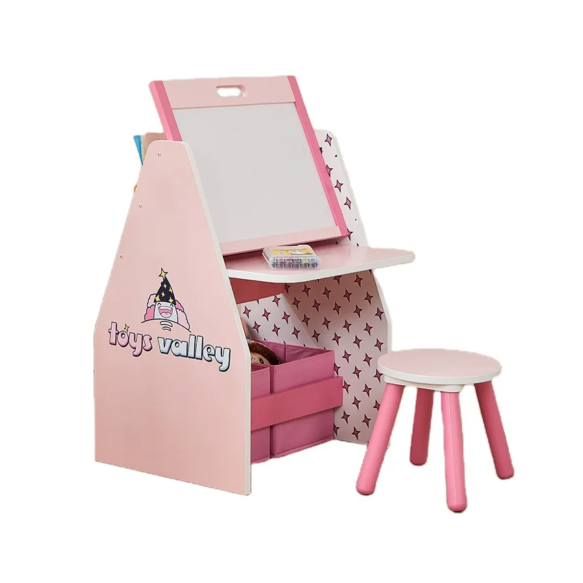 Very popular painting board kids easel with storage box and chair