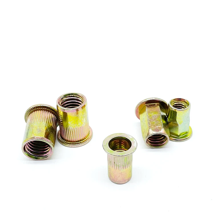 Yellow Zinc Plated Rivet Nut M6 Knurled Aluminum Round Rivet Nuts M8x20