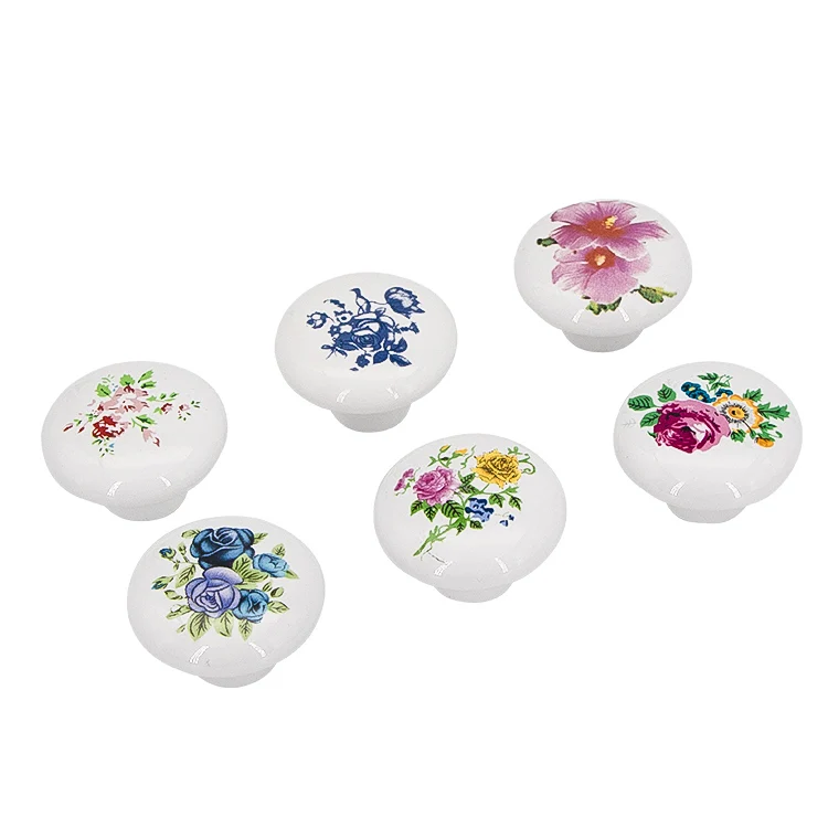funky porcelain Kitchen Furniture mushroom round drawer pulls ceramic cabinet handle knobs