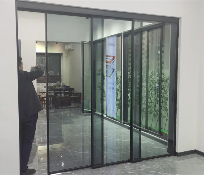 Heavy Duty Big Vision Patio Door Slim Frame Balcony Three Panel Aluminum Sliding Glass Door