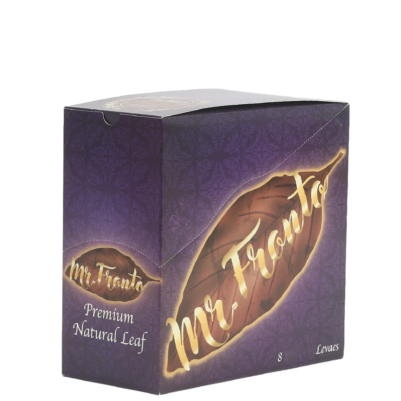 Wholesale Paper Box 8pcs Natural Leave Tobacco Packaging Zipper Bags with Grabba Leaves Packaging Counter Display Boxes