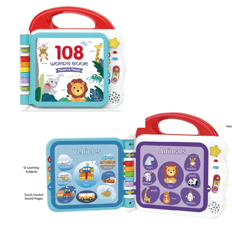 Early Education Kids 108 Words Book Learning Machine Books Touch&Learn with 3 Learning Modes Kids Books gift with Music Sound
