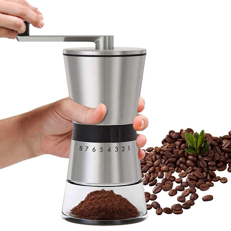 Manual aluminum alloy coffee grinder hand Coffee Mill with Ceramic Burrs