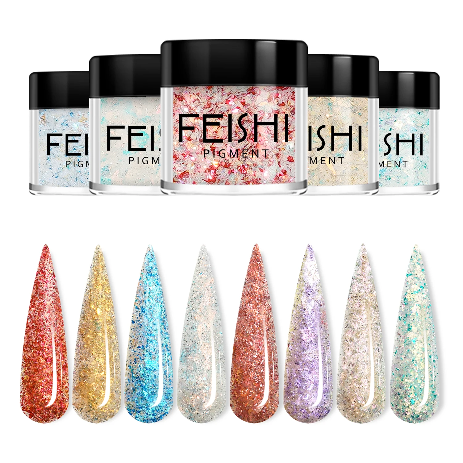 HNDO acrylic powder mix flakes wholesale with private label manufacturer silver powder flake mica flake powder