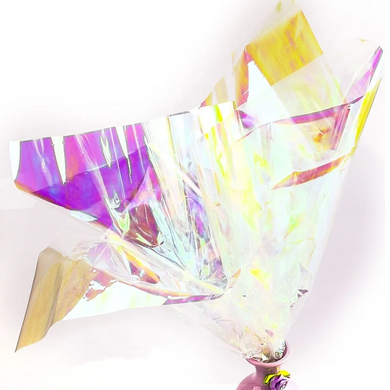 Durable Reflective Polyester Transparent Rainbow Iridescent Film For Flower Packing