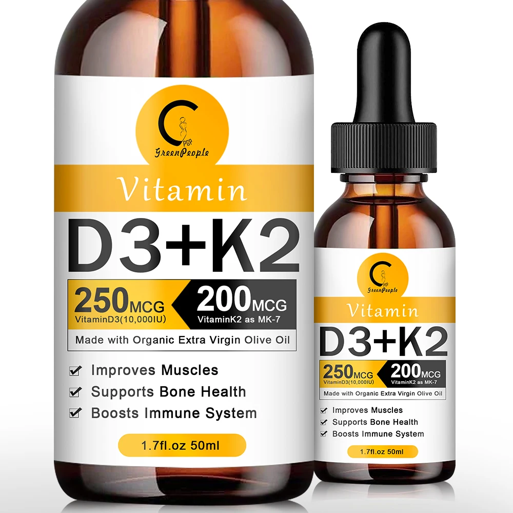  Organic Vitamin D3 K2 Liquid Drops Premium Immune Support Helps Strong Bones&Healthy Heart &