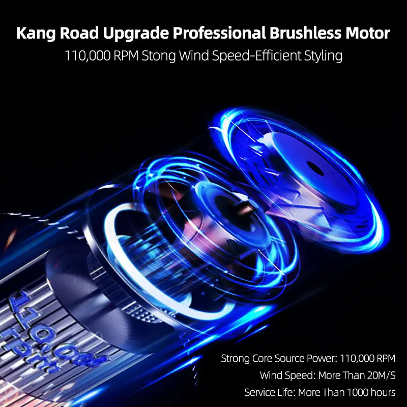 Professional 1200W Hair Blow Dryer 110000RPM High-Speed Low Noise with 50 Million Negative Ions for Household Drying Styling