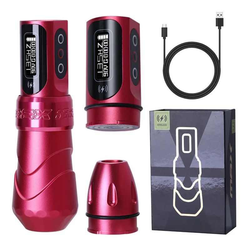 FLUX MAX 2400mAh Electric Tattoo Gun Professional Wireless Rotary Tattoo Pen Machine for Body Art with RCA connector 2 Battery