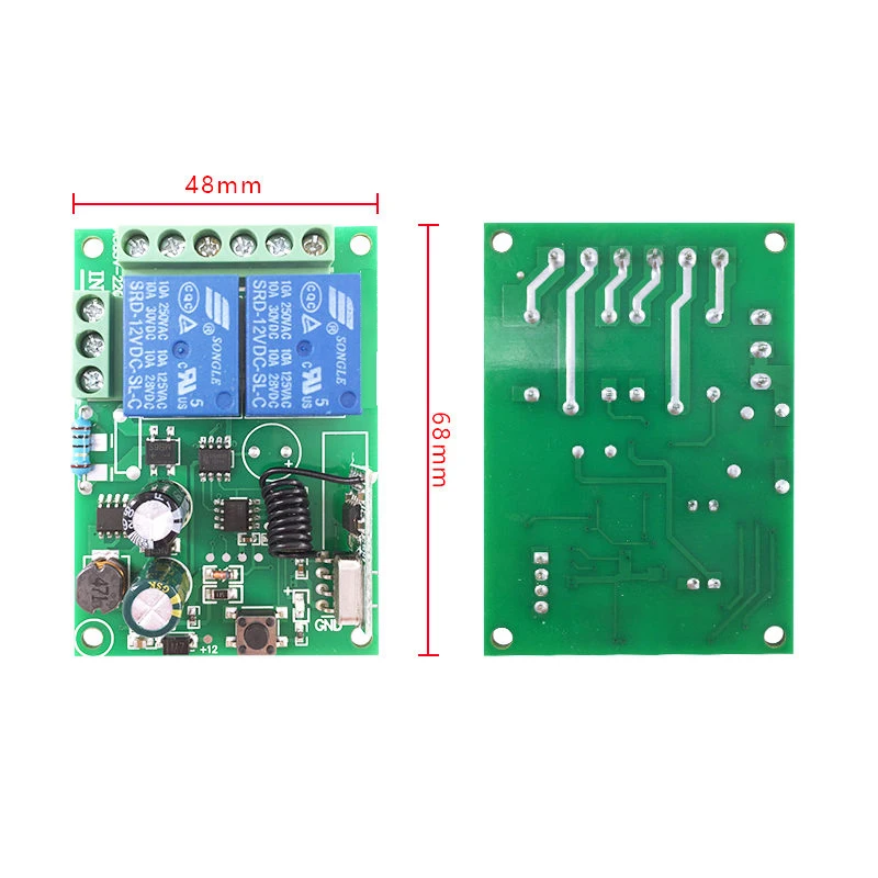 433Mhz Universal Wireless Remote Control Switch AC 220v 110V 120V 2CH Relay Receiver Module and 2pcs RF 433 Mhz Remote Controls