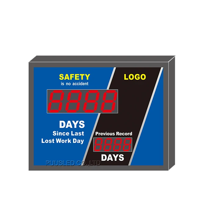 Customizable Led Factory Safety Sign Red Color Digit Led Red Color Digit Safety Days Scoreboard