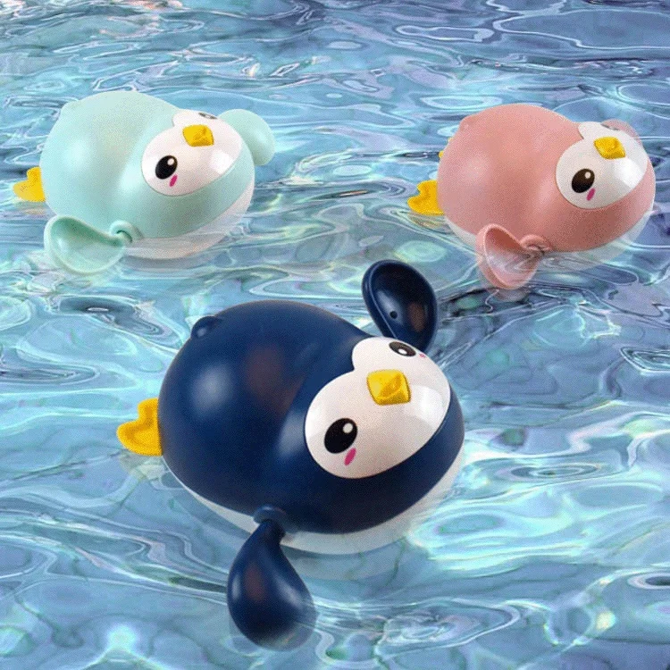 
New Baby Swimming Pool Shower Bath Toys Cute Animal Penguin Wind Up Chain Bathing Clockwork Bathroom Game Water Beach Toys 