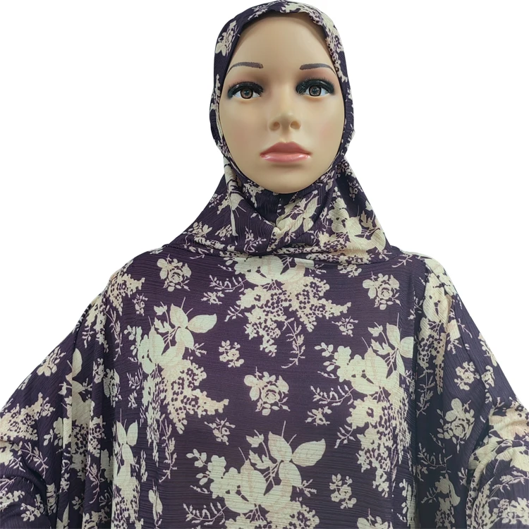 2022 Hot Design High Quality Khimar Muslim Dress with Hijab Jilbab Vintage Floral Printed Muslim Abaya Islamic kaftan abaya