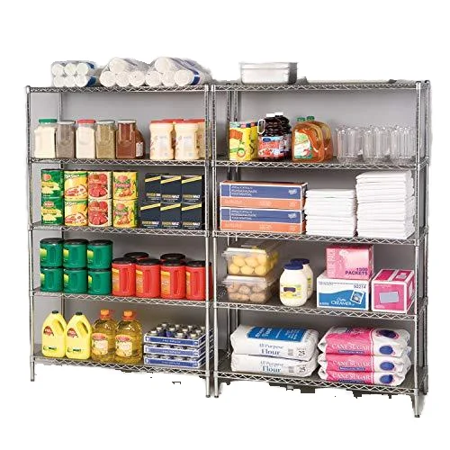 Wholesale NSF Approval 5 Tier Adjustable 800lbs Garage Metal Chrome Shelving Unit Racks, Heavy Duty Wire Shelf