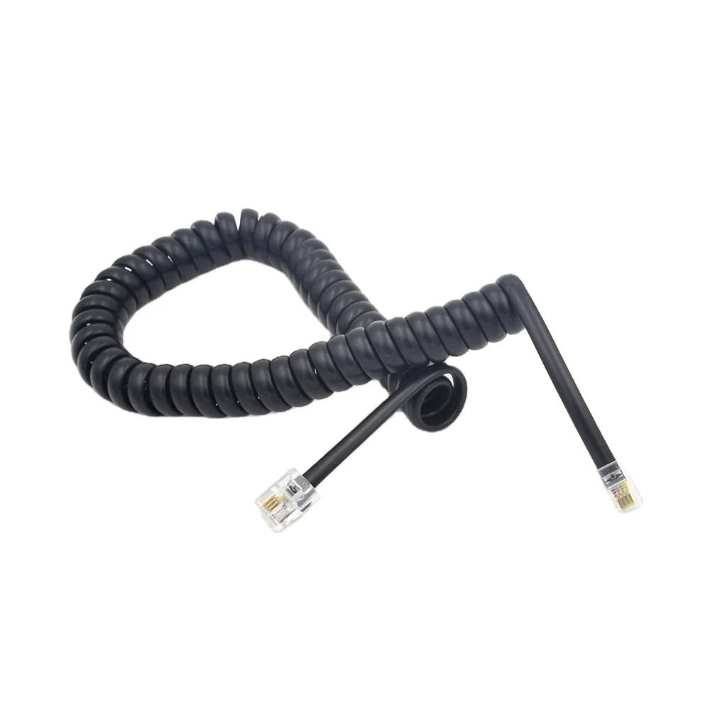 Telephone cable RJ9 4P4C Modular Plug Coiled Spiral Telephone Cords